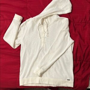 Eddie Bauer White Hooded Sweatshirt Soft Cotton Blend
